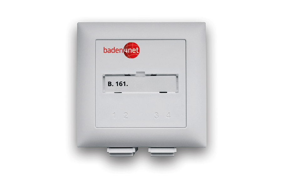 Active OTO socket on the Baden4net fibre-optic network in Baden and Ennetbaden – ready for internet, TV and phone services straight away